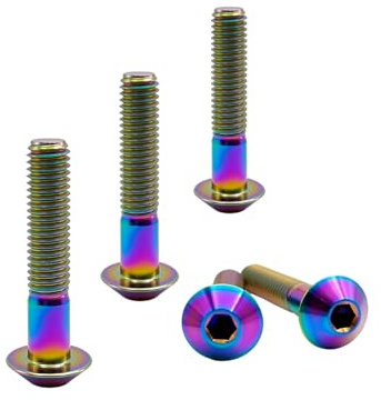 RISON-Titanium Tornillos de Titanio para Bicicleta Motocicleta M8x1.25x40mm, Pernos de Cabeza Allen Semirredonda, Tornillo de Cabeza de Paraguas Tornillos Hexagonales Cabezal de Cúpula, Paquete de 5