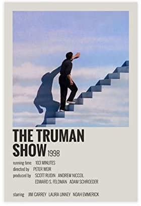 HDTS Classic Movie The Truman Show Vintage Leinwand Poster Schlafzimmer Dekor Sport Landschaft Büro Zimmer Dekor Geschenk Rahmen: 30 x 45 cm