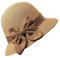 Chapeau Cloche de Paille d'Été, Melon et Église - Style Vintage Années 1920, Plage Pliable avec Nœud pour Femme - Kaki