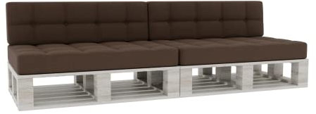 Gutekissen® Palettenkissen Gesteppte Kissen mit Knöpfen, Palettenauflagen Sitzkissen Rückenlehne Gesteppt PFG 2xSet (Sitzkissen 120x80 +Rückenlehne 120x40), Braun