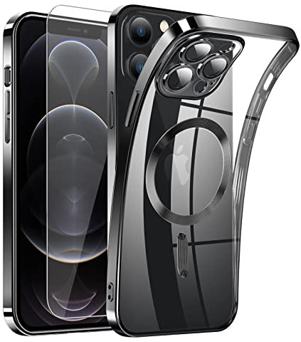 Clear Magnetisch für iPhone 12 Pro Hülle mit MagSafe [Original iPhone Äußere] [Kameraschutz Eingebaut] Durchsichtig Silikon Case Ultra Dünn [Niemals Gelb] Handyhülle Anti Fingerabdruck Schutzhülle