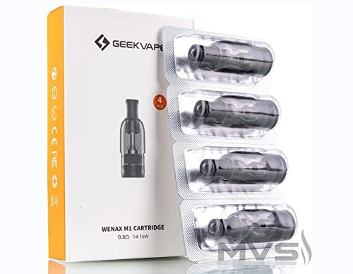 GEEKVAPE WENAX M1, 0.8ohm Cartridge - 2ml, 4pcs/Scatola - For GEEKVAPE Wenax M1 Pod Kit, 1.0 unità