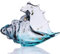 DOVDOV Mundgeblasene Glasmuschelstatue, blaue Glaskunstfigur, Küstendekoration mit Muscheln, Wohnzimmer-TV-Schrankdekoration, Bücherregal-Dekoration, Diele, Conch Horn Dekoration