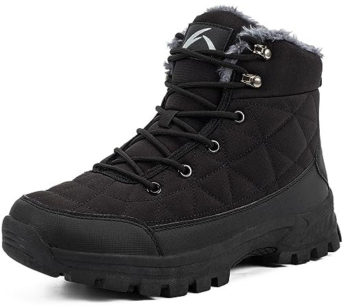 TORISKY Stivali Invernali Uomo Donna Scarpe Cotone Outdoor Impermeabili Trekking Caldo Piatto Caviglia Stivaletti Neve(T232-Black 46EU)