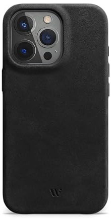 WIIUKA Hülle für iPhone 15 Pro Max, Leder aus Deutschland, Lederhülle extra Dünn, Premium Handyhülle, Case, Qi, Vintage Schwarz