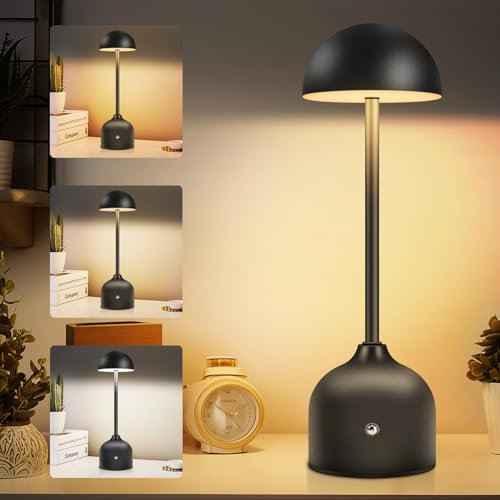 Toowell Akku Tischlampe LED Akku Tischleuchte Kabellos Mushroom Lamp Pilzlampe Tischlampe Kabellos Outdoor Lampe Akku Aufladbar Touch Lampe Wasserdicht Nachttischlampe für Drinnen und Draußen