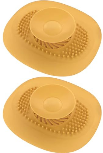cyclingcolors 2x Tappo di Scarico Lavandino Bagno Silicone Universale Doccia Vasca Lavabo Lavello Colino, Giallo