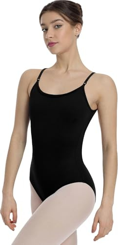 Mulnall Women's Camisole Dance Leotards for Ballet, Detachable Adjustable Elastic&Clear Straps, Full Front Lining