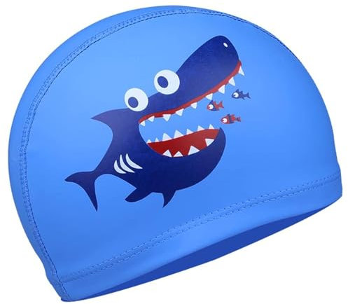GWAWG Gorros Natación para Niños, Natación Accesorios - Gorro Piscina Bebe - Fácil de Poner - Tela Elástica (Blue)