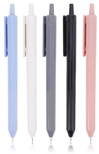 EooUooIP Gelschreiber, 5 Stück, 0,5 mm, ästhetisches Schulbedarf, einziehbare Gelstifte mit komfortablem Vollgriff, für Schule, Büro, Heimbedarf
