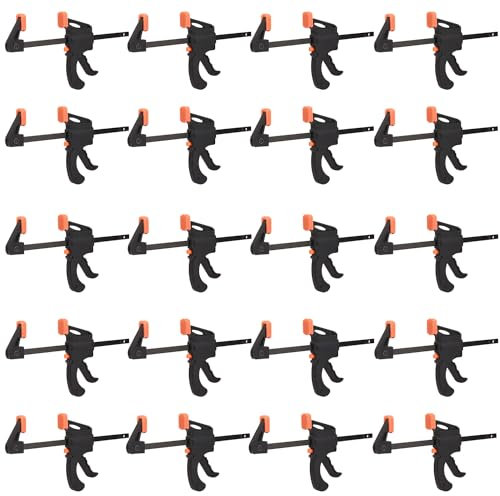 20 Pack 4 Inch F Bar Clamp, Medium Duty 70lbs One Handed Clamps/Spreader, Bar Clamps for Woodworking, Crafting, by GENHAKON