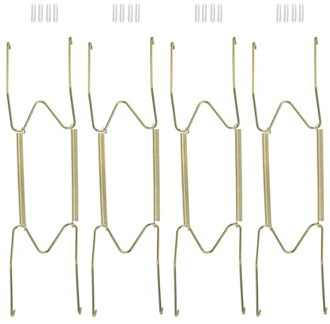 sourcing map 4Pcs Plate Hanger, 10 Inch W Type Stainless Steel Invisible Wall Plate Hangers for Decorative Plates, Gold