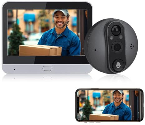 Peephole Camera for Apartment Door, WiFi Peep Hole Camera for Front Door, 1080P Peep Cam Door Viewer with Monitor 4.3 Inch LCD Screen Motion Detection, Digital Door Viewer Camera Wireless