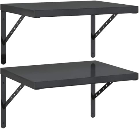 vidaXL Wandregale 2 STK. 50x40 cm Schwarz Edelstahl