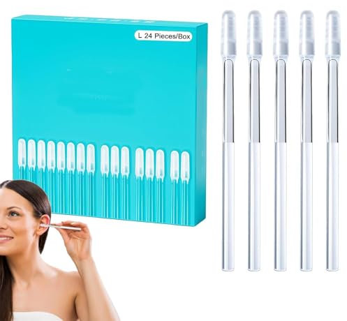 Earwax Remover Tool, Ear Cleaners for Adults , 24Pcs Washable Resin Tip Ear Wax Removal Tool, Reusable Sticky Ear Cleaning Stick for Adults Children