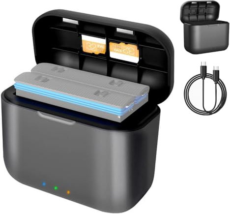 ZIMAOER Ladegerät für Insta360 ONE X3 Action Kamera Zubehör Tragbare Akku-Ladebox für Dual Akkus, Highspeed Ladehub mit USB-C Ladekabel (1 Ladegerät) 