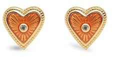 SINGULARU - My Heart Ohrringe. Messing mit 18 Kt Vergoldeter Beschichtung und Emaille und Zirkonia. Schmuck für Damen.