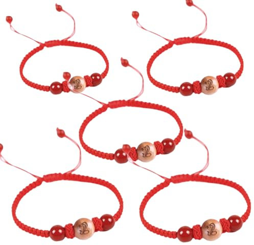 Braccialetti intrecciati a serpente rosso 2025, braccialetti intrecciati con ciondolo portafortuna cinese, braccialetto cinese in corda rossa, braccialetto a filo di serpente, regalo per donne, 5PCS,