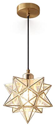 ITETONE Lámpara Colgante de Estrella nórdica de Moravia E27 con Pantalla de PVC, lámpara Colgante de Techo para Pasillo, Escalera, Entrada (Color: Dorado/Negro)