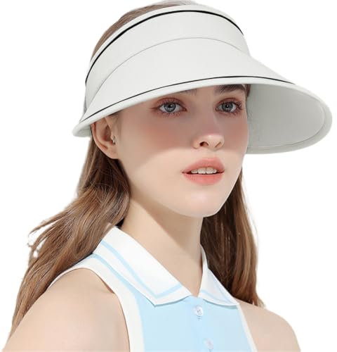 KUMSODE Viseras para el Sol para Mujer, Visor Retro Sun Hat Golf, Sombrero de Playa Absorbente Sombrero de Visera Ajustable para Golf Ciclismo Pesca Tenis