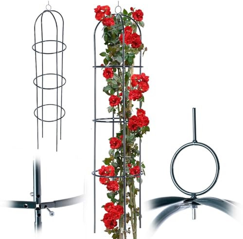 KADAX Tuteur en métal pour plantes grimpantes et rosiers - Treillis en acier pour jardin, tuteurs d'obélisque, treillis, treillis, tour de vigne - Hauteur : 190 cm - Ronde