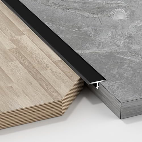 T-Profil Edelstahl Schiene Übergangsprofil, Türschwellen Leiste Zierleisten und Bodenübergangsleisten T Profil Aluminium für Laminat/Bodenmatte/Teppich und Fliesen, Alu Silber Eloxiert | 3 Stück(Frank