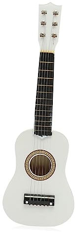 VANZACK Akustikgitarre Für Junge Mädchen Mini Musikinstrument Aus Holz Für Anfänger Einstellbare Saiten Umweltfreundliche Farben Weiß