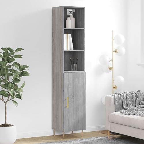 Moderner Hochschrank Küchenschrank Sideboard Speisekammer Highboard in Grau Sonoma 34,5x34x180 cm Holzwerkstoff Typ20