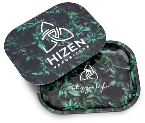 Rolling Tray mit magnetischem Deckel (14 x 18 cm), Rolltablett zum Drehen & Aufbewahren, Mischschale für getrocknete Kräuter & Zubehör (Blätter)