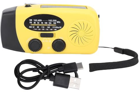 Notfallradio, Solarhand Crank Radio, NOAA AM FM Wetter, mit Mobiltelefonladegerät, LED Taschenlampe, SOS Alarm, für Notfälle Im Innenbereich Im Innenbereich (Yellow)