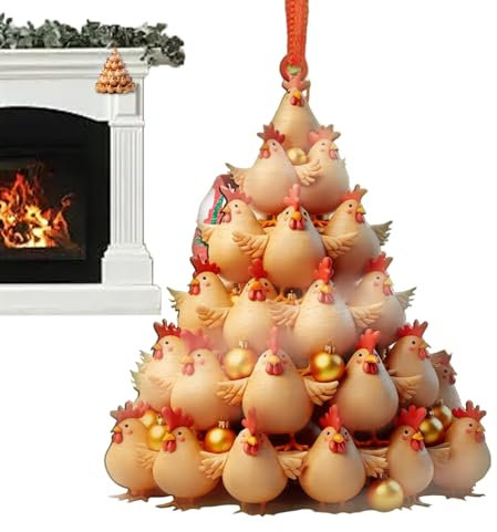 Funny Animal Christmas Ornament – 2D Acrylic Farm Animal Tree Pendant | Hilarious and Unique Tree Decorations for Christmas, Farmhouse Holiday Decor for, or Home Display