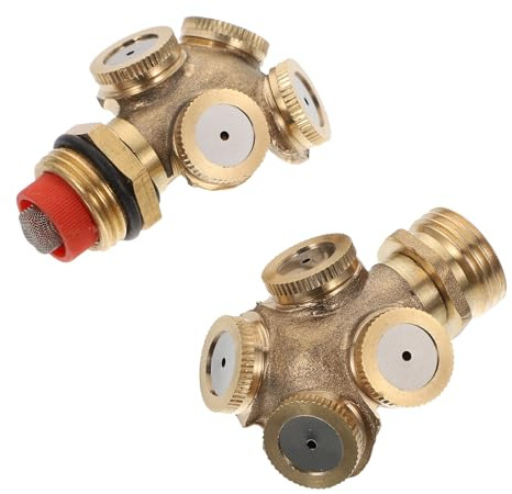 Angoily 2 Stück Kupfer Rasensprenger mit 4 Löchern Gleichmäßiger Wasserstrahl für Gartenbewässerung und Hausdachkühlung für Sommeratmosphäre