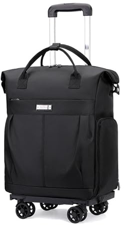 FANDARE 35L Sac à roulettes Ordinateur Homme Femme Mallettes Trolley Business Chariot de Courses 4 Roues Convertible Trolley Daypack avec poignée télescopique Enseignant Rolling Sacs Voyage Noir