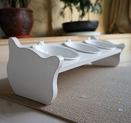Cats Design Holz/Keramiknäpfe Limited Edition Näpfe Neigy Trippelnapf