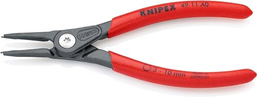 Knipex Precision Circlip Pliers for external circlips on shafts grey atramentized, with non-slip plastic coating 140 mm (self-service card/blister) 49 11 A0 SB
