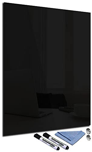 Glas-Magnettafel Schwarz 60x80 Pinnwand Wand mit Zubehör Whiteboard Küche Deko Büro Office