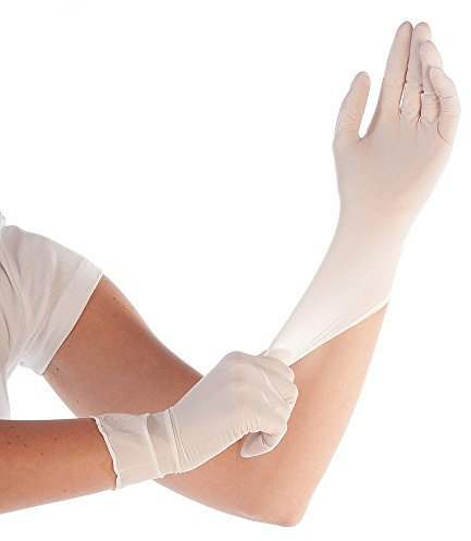 FRANZ MENSCH 100 Stück Hygostar Nitrilhandschuhe Safe Premium | puderfrei, Packung, weiß, 9/L, L: 24cm, Spenderbox, Einmalhandschuhe, Einweghandschuhe, Nitrilhandschuhe