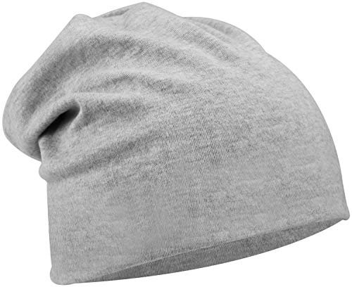 Wilhelm Sell® Slouch Beanie 2in1 - Bequeme Mütze mit Haar-Loch - Ideal für Frauen mit Dutt, Pferdeschwanz oder Zopf (01 Stück - hellgrau)