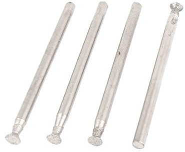New Lon0167 Silver Tone Featured Metallic drill hole reliable efficacy Round Flat Tip Shaped T Head Diamond Mounted Point Grinder Buffing Bit Tool 2.35mm x 3mm 4 Pcs(id:0bc 07 fb f2f)