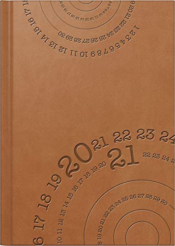 rido/idé 7026026801 Buchkalender Mentor, 1 Seite = 1 Tag, 145 x 206 mm, Kunstleder-Einband Compass senf, Kalendarium 2021