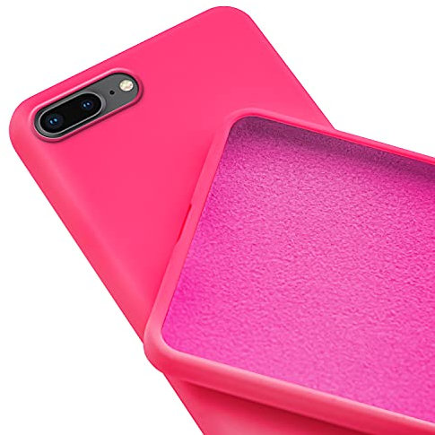 N NEWTOP Custodia Cover Compatibile per iPhone 7-8 Plus, Ori Case Guscio TPU Silicone Semi Rigido Colori Microfibra Interna Morbida (Fucsia)