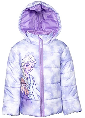 Disney Frozen Mädchen Pufferjacke mit Reißverschluss für Kleinkinder bis kleine Kinder, Größen (2T - 7-8)