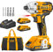 Atornillador de Impacto sin escobillas INGCO 20V Taladro Atornillador Batería 180 Nm con 2 Baterías de 2Ah 1 Cargador Rápido Luz LED de trabajo CIRLI2002