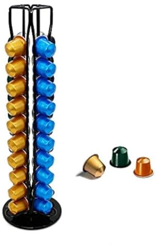Exzact Kaffeekapselhalter kompatibel für Nespresso (40 x Kapseln) - Ständer für Kaffeekapseln - Kapselständer / Kapselhalter - 360° Drehbar und Rutschfest (Schwarz)