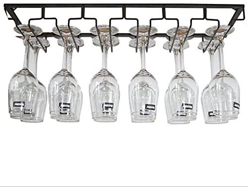 Portavasos colgante – Soporte de cristal para pie con 6 filas – Soporte para vasos para almacenamiento de 12 – 18 copas de vino (1)