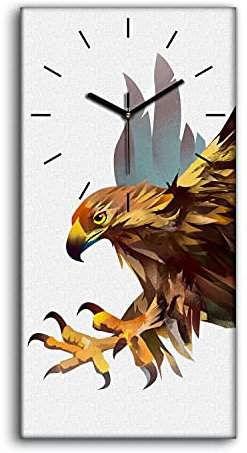 Coloray Uhr auf Leinwand - Schwarze Hände - Segeltuch Dekoration Wand Uhr Ohne Tickendes Geräusc Wohnzimmer Kunst - Tiervogel Eagle Kunst
