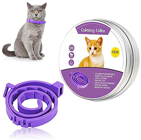 selcouth yyds Katzenhalsband, 38,1 cm, violett, Polyester, Naturale Beruhigung mit pflanzlichen Ölen, 60 Tage Schutz, für die meisten Katzen
