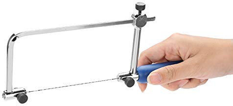AYNEFY Handsaw Multi-Purpose Adjustable U-Shaped Saw Frame with 6 Spiral Replacement Blades for Wood Metal Glass Fret Cutting Tool Adjustable Woodworking Saw Model ASB400 500