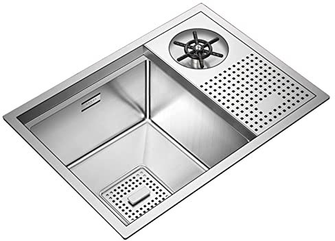 Fregadero de cocina, fregadero individual de acero inoxidable 304, fregadero individual rectangular de 21 pulgadas, enjuagador automático de vidrio resistente, fregadero pequeño para bar, cafetería, m