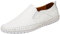 rismart Mocasin Hombre Casual Plano Cuero Ponerse Zapatos de Conducción Zapatilla Blanco,41